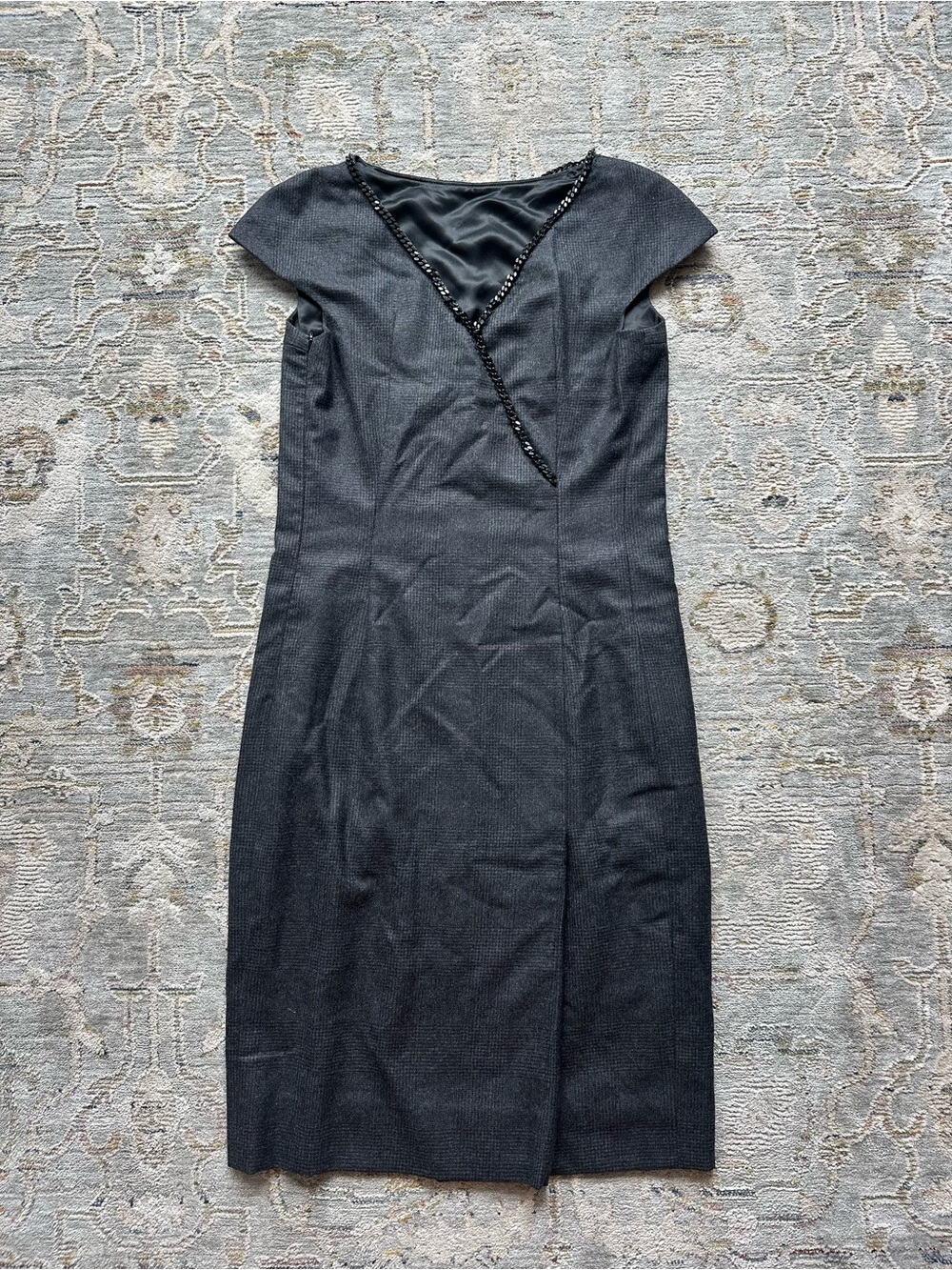 Akris Elegant Black Midi Dress with Beaded Detail